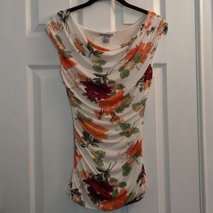 H&M Cowl Neck Floral Ruched